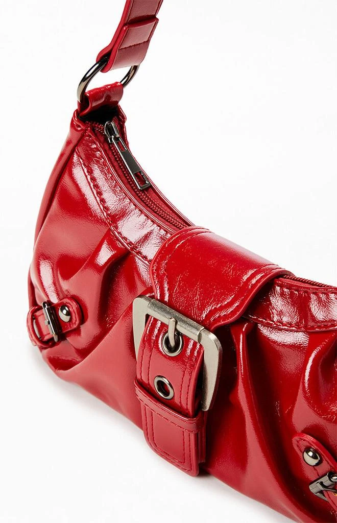 PacSun Red Faux Leather Front Buckle Shoulder Bag 3