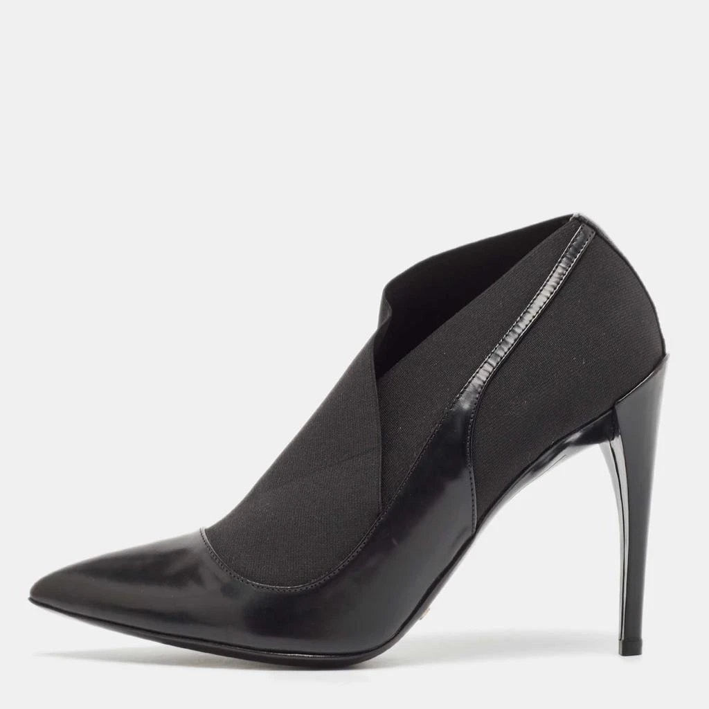 Dior Dior Black Patent Leather and Stretch Fabric Ankle Booties Size 39 1