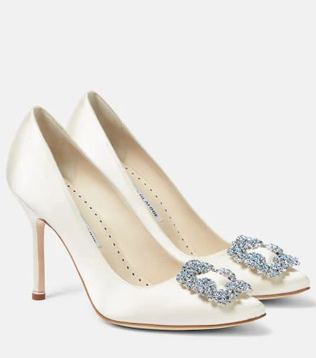 Manolo Blahnik Bridal Hangisi 105 embellished satin pumps 1