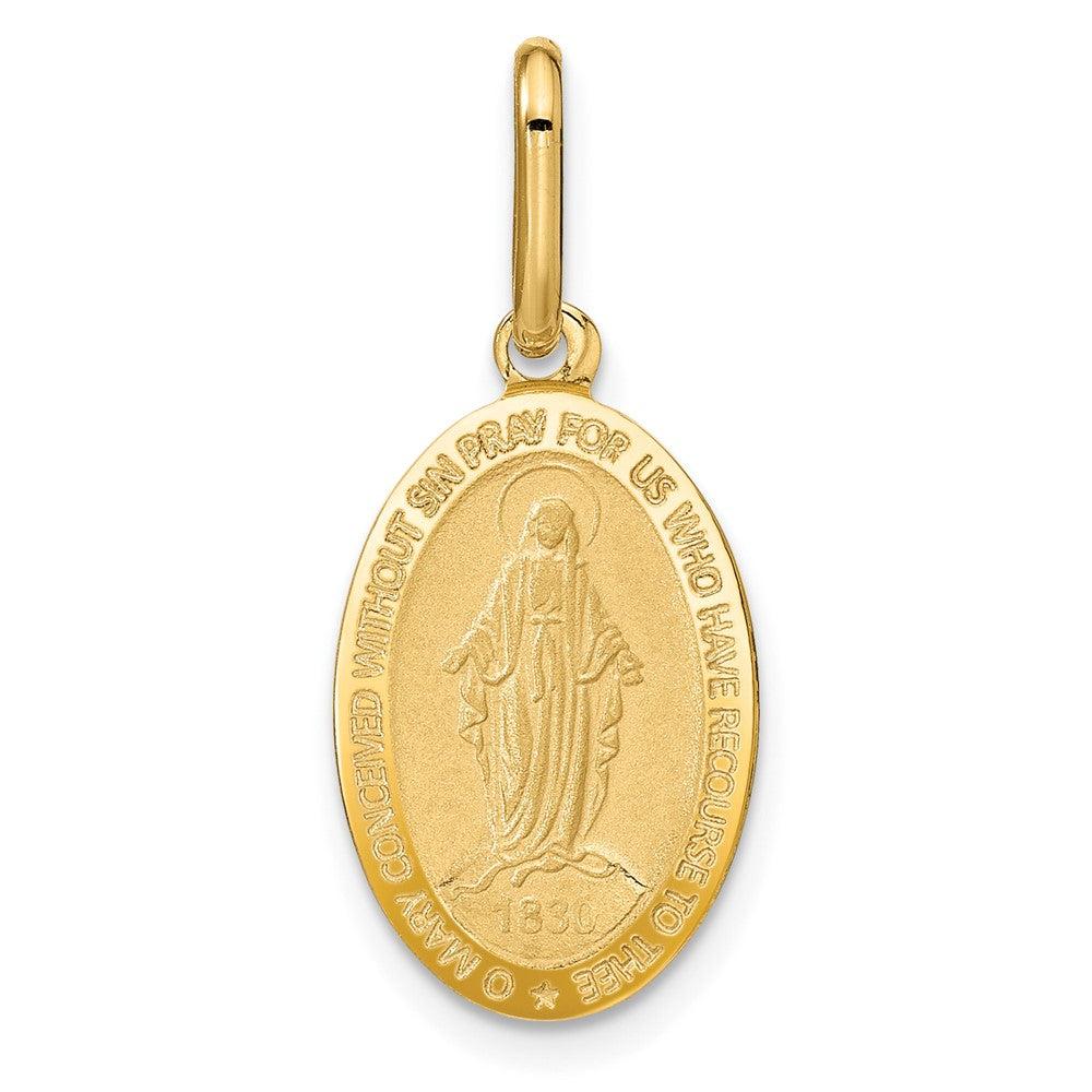 Diamond2Deal 14k Yellow Gold Polished and Matte Oval Miraculous Medal