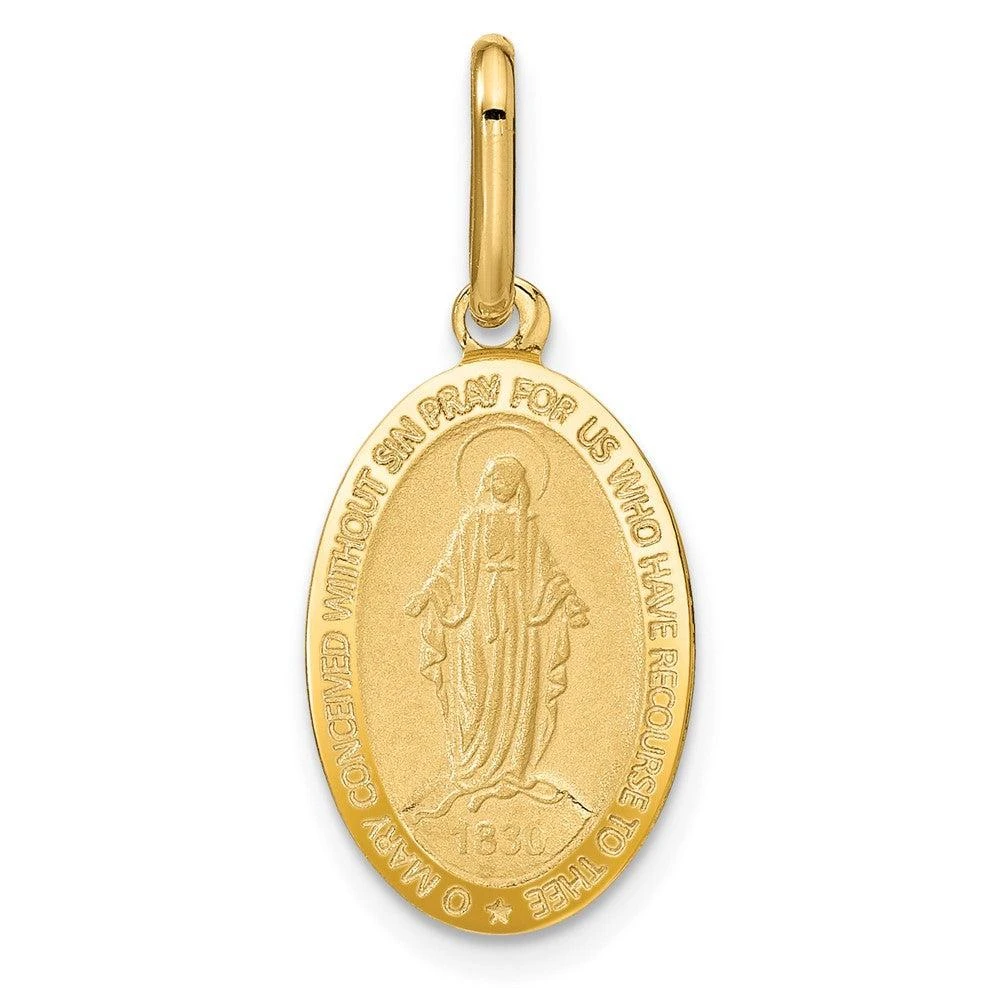 Diamond2Deal 14k Yellow Gold Polished and Matte Oval Miraculous Medal 1