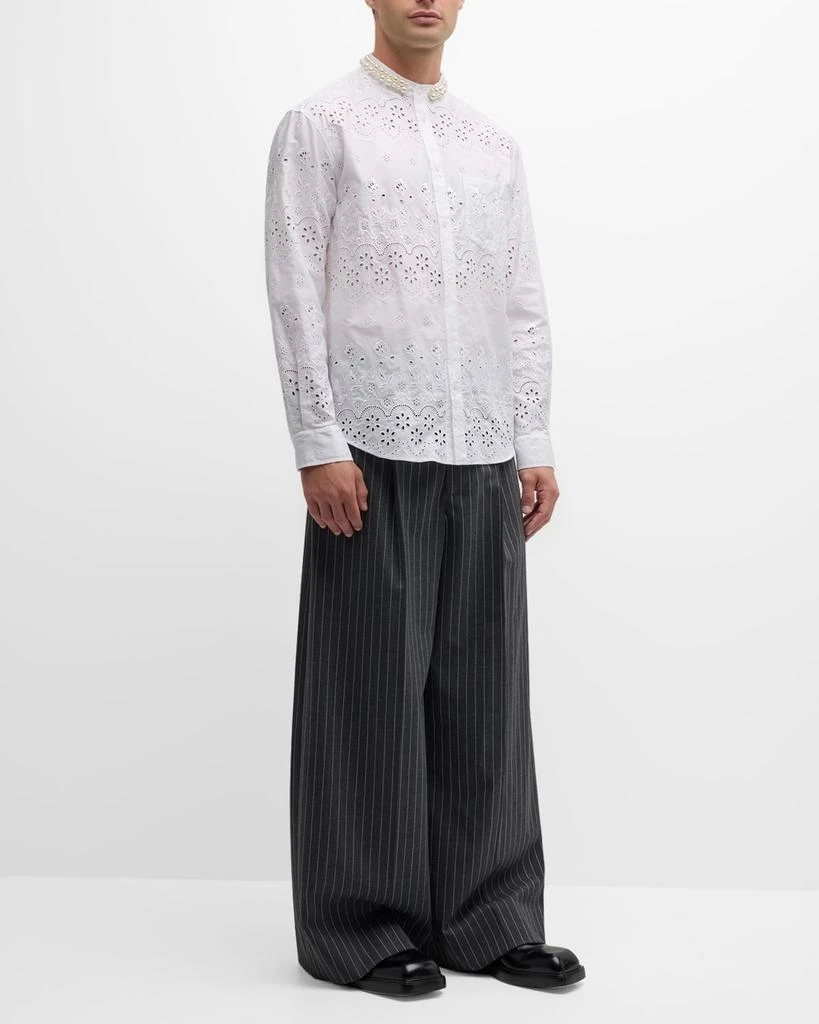 Simone Rocha Men's Wide-Leg Pinstripe Trousers 2