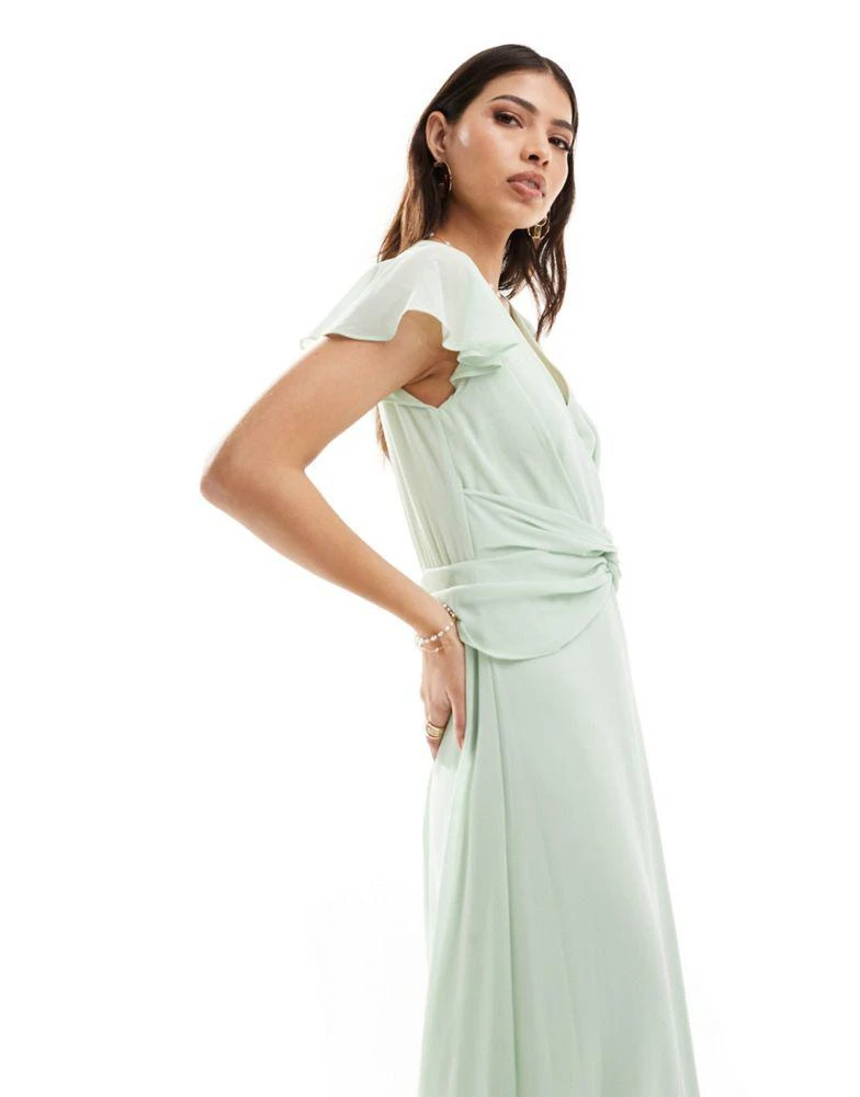 TFNC TFNC Bridesmaid wrap front maxi dress in fresh mint 4