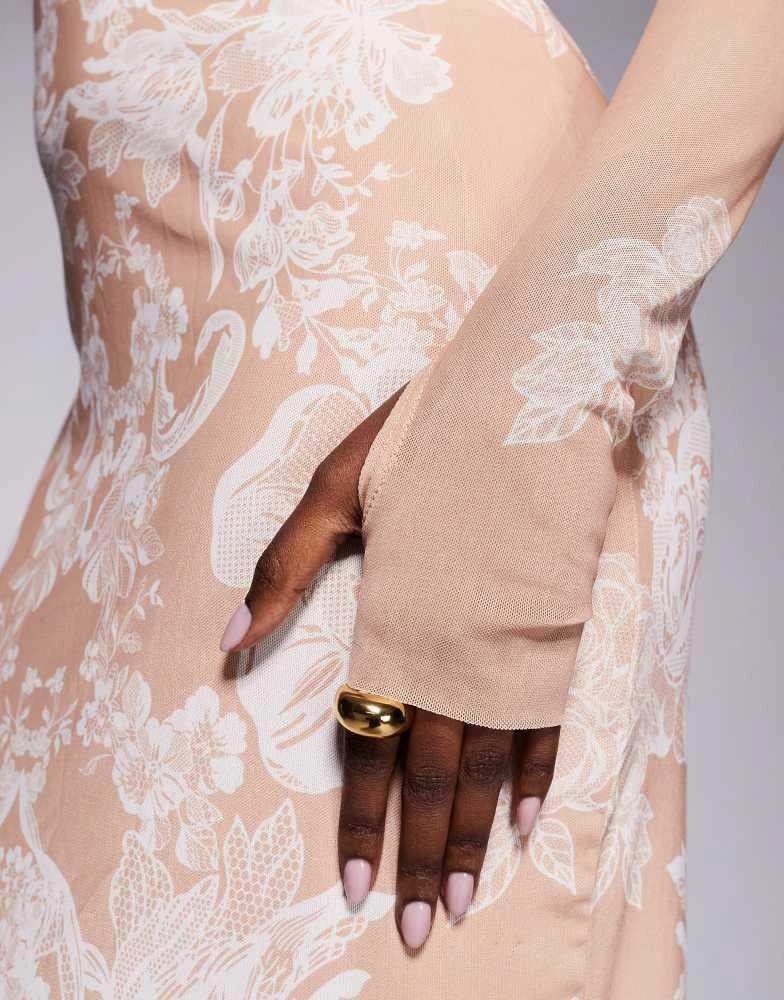 AFRM AFRM Shailene high neck mesh midi dress in almond ombre 2