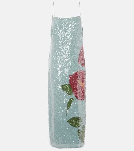 Farm Rio Anthurium printed embellished slip dress 1