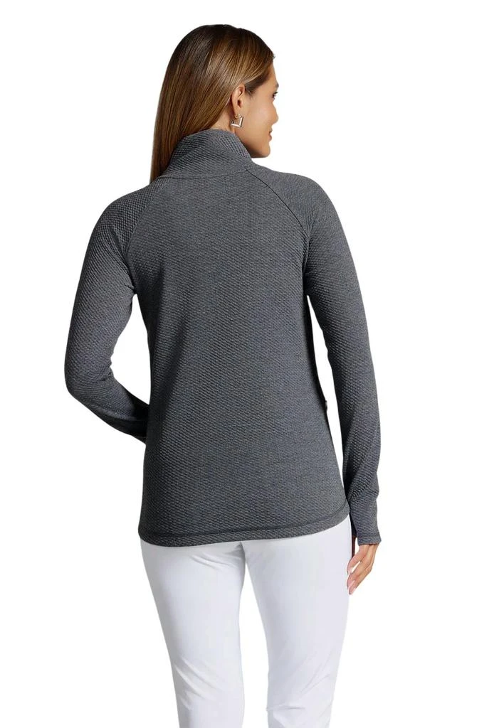 IBKUL Ibkul - Solid Popcorn Stitch Asymmetrical Zip Pullover 3