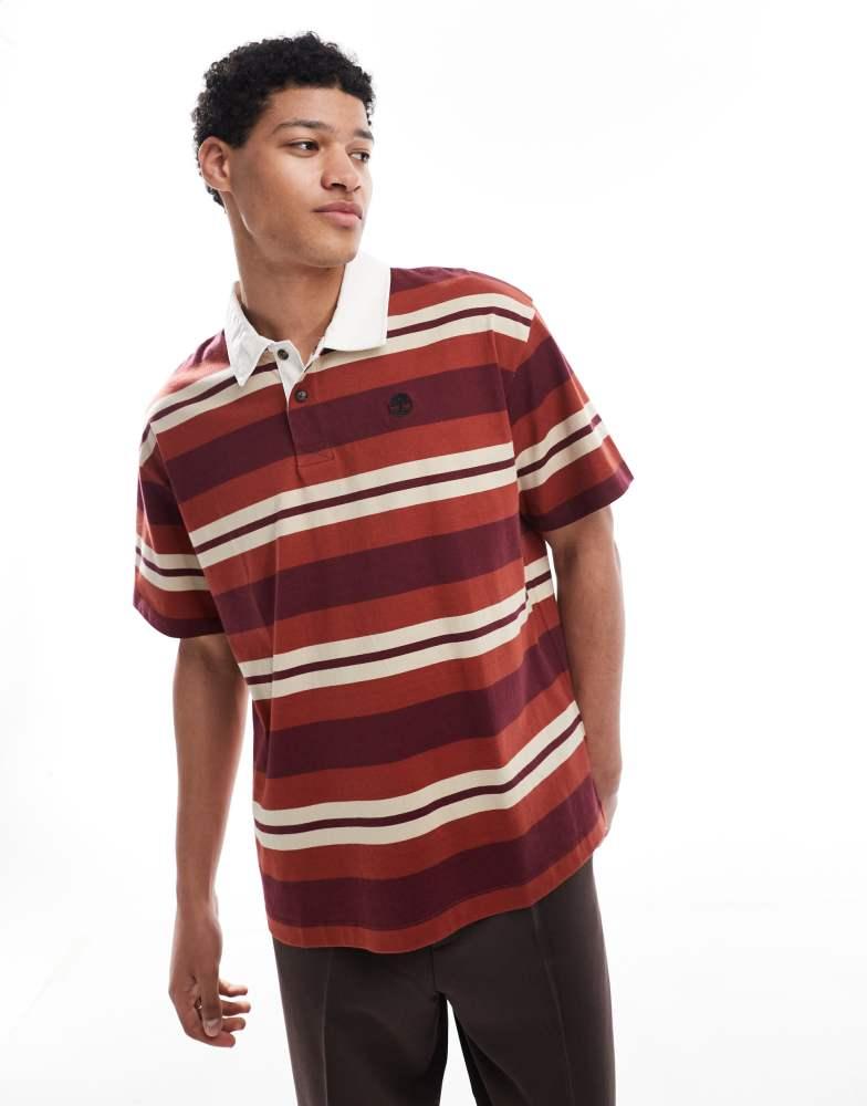 Timberland Timberland Striped rugby polo in burnt henna yd