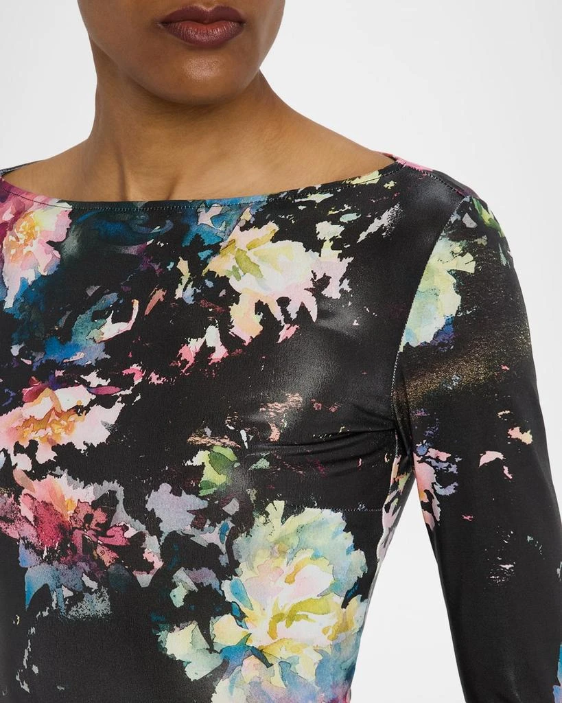 LAPOINTE Floral Jersey Long-Sleeve Gown 5