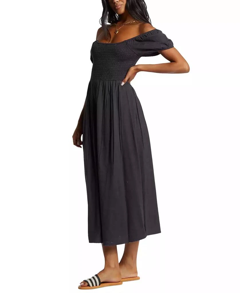 Billabong Juniors' Midnight Sky Smocked Puff-Sleeve Midi Dress 3