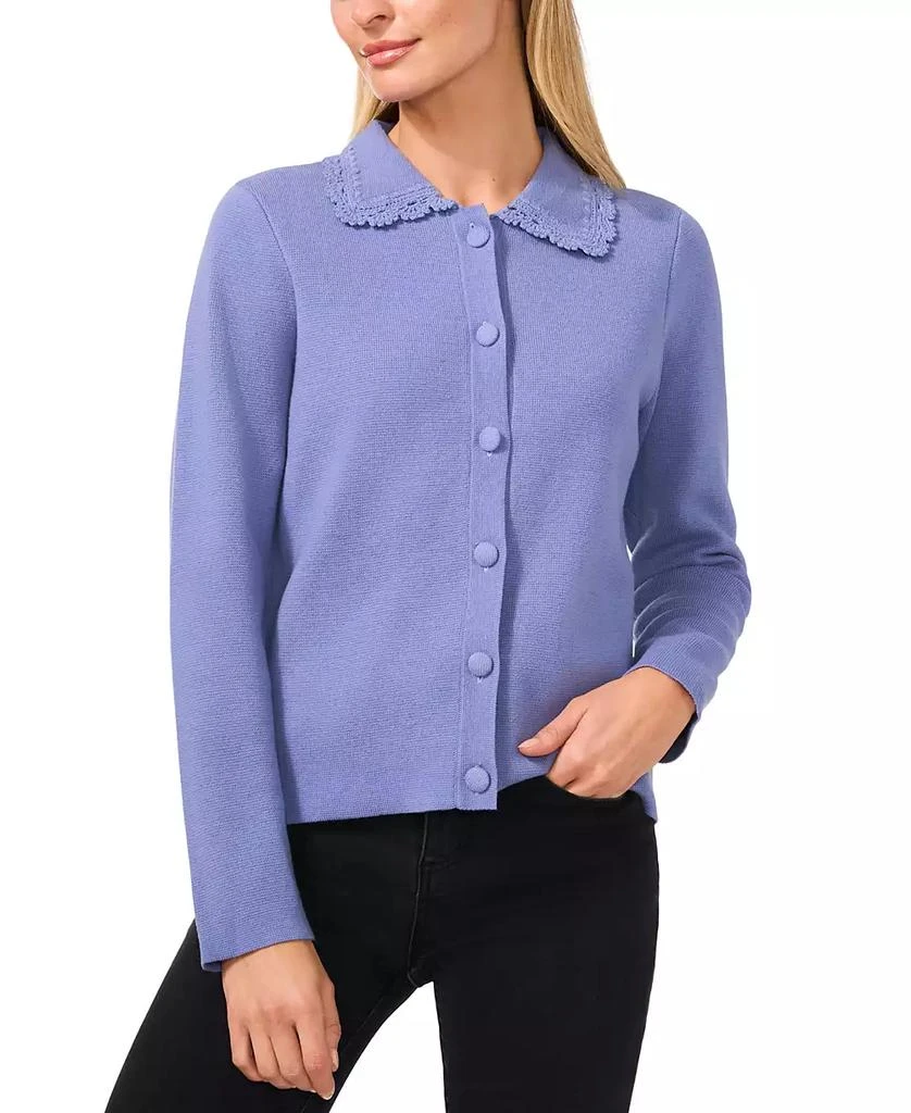 CeCe Women's Lace-Collar Button-Front Cardigan 1
