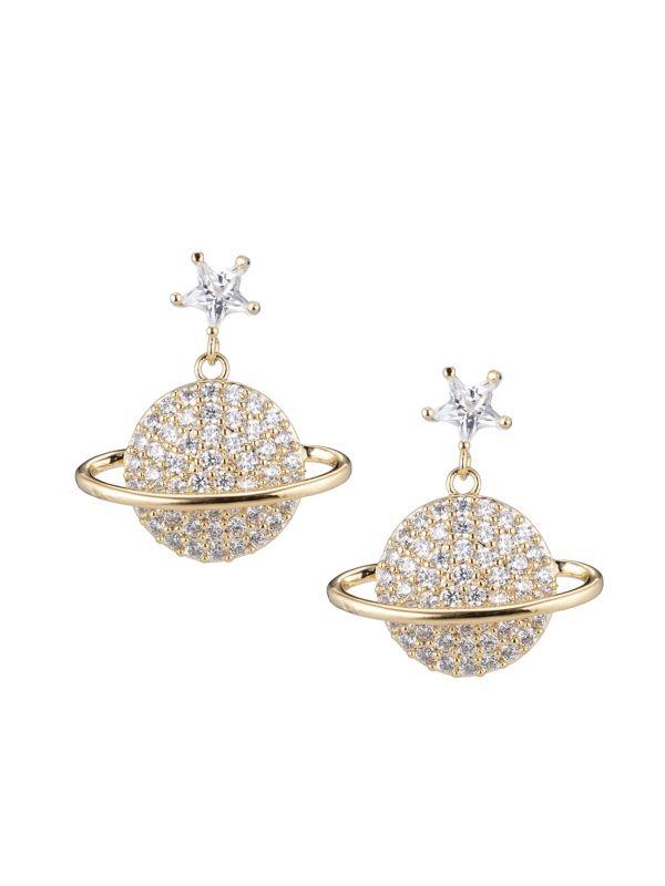 Eye Candy LA Luxe Crystal Cubic Zirconia Planet Saturn Drop Earrings