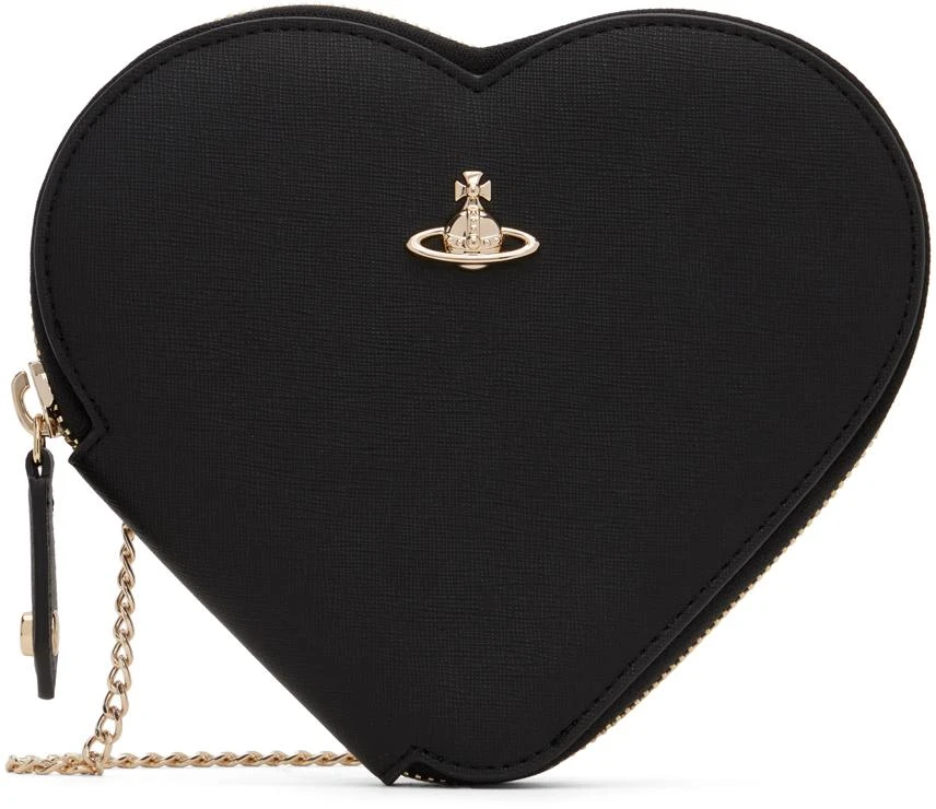 Vivienne Westwood Black Saffiano Heart Crossbody Bag 1