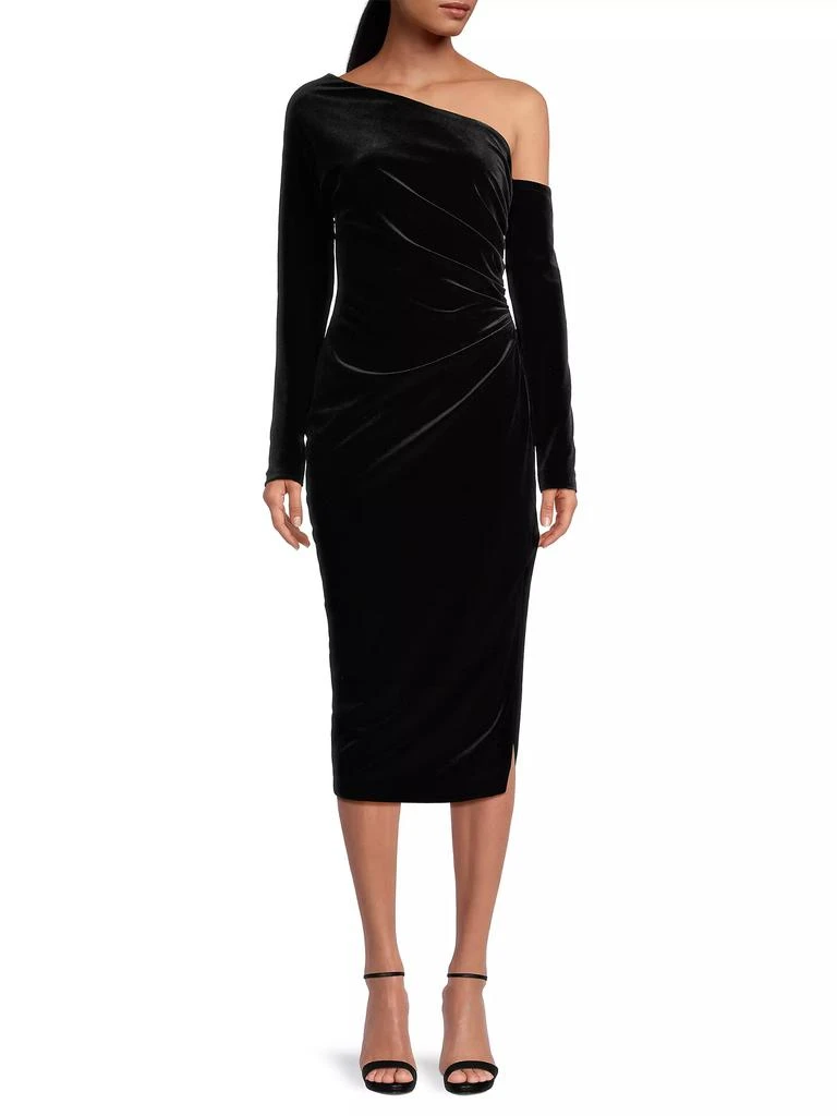 Donna Karan Social Occasion Asymmetric Velvet Cocktail Dress 3
