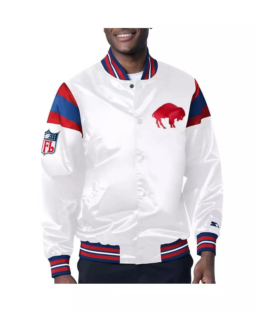 Starter Men's White/Royal Buffalo Bills vintage-like Satin Full-Snap Varsity Jacket 1
