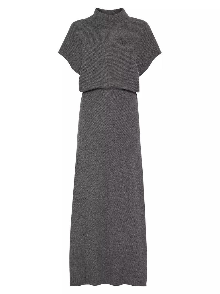 Brunello Cucinelli Cashmere English Rib Diagonal Knit Dress