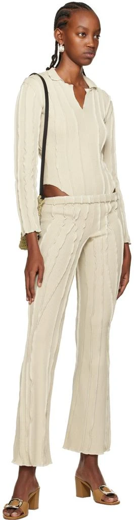 Helenamanzano Beige 3D Stripe Trousers 4