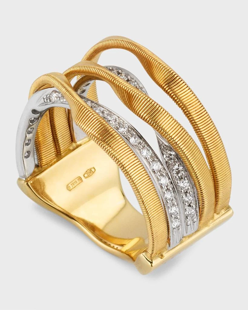 Marco Bicego Marrakech 18K Yellow Gold Five Strand Ring with Diamonds, Size 7 4