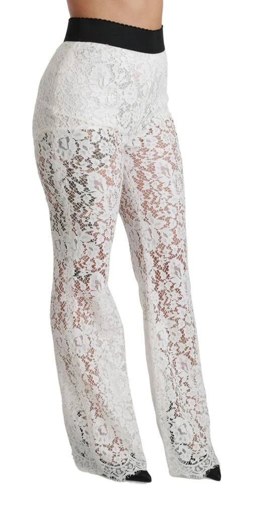 Dolce & Gabbana Elegant White Lace High Waist Pants 3