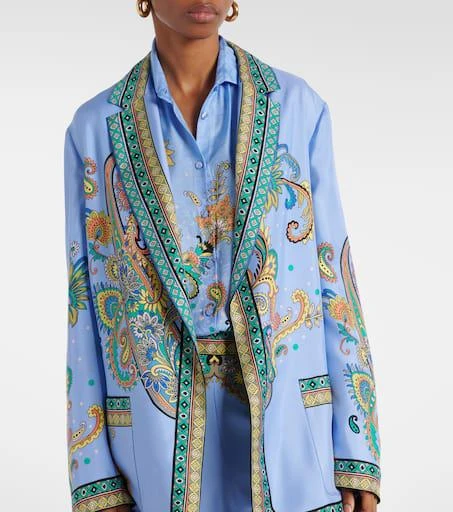 ETRO Paisley silk twill wrap blazer 6