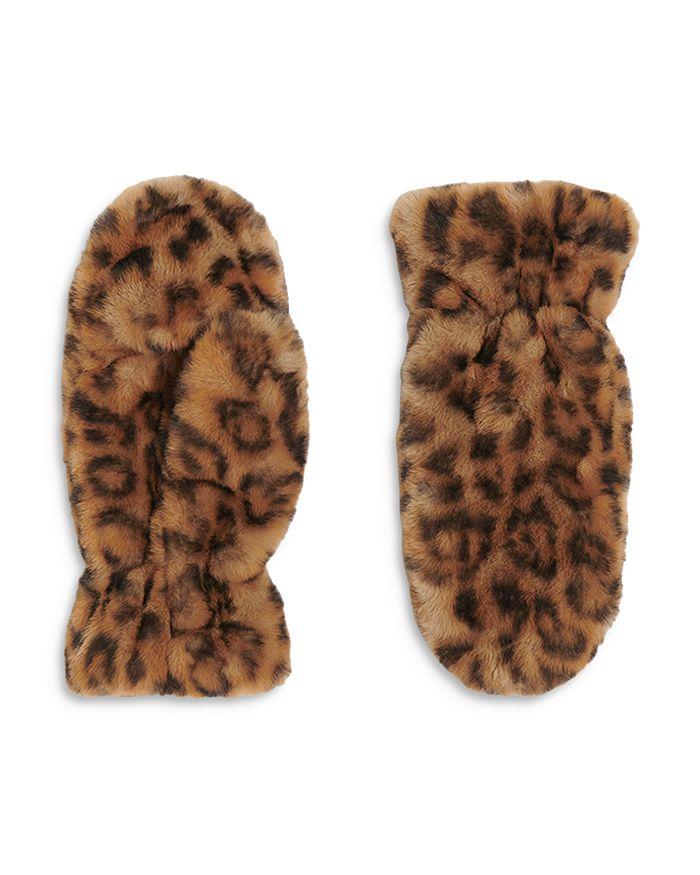 Apparis Coco Leopard Print Faux Fur Mittens