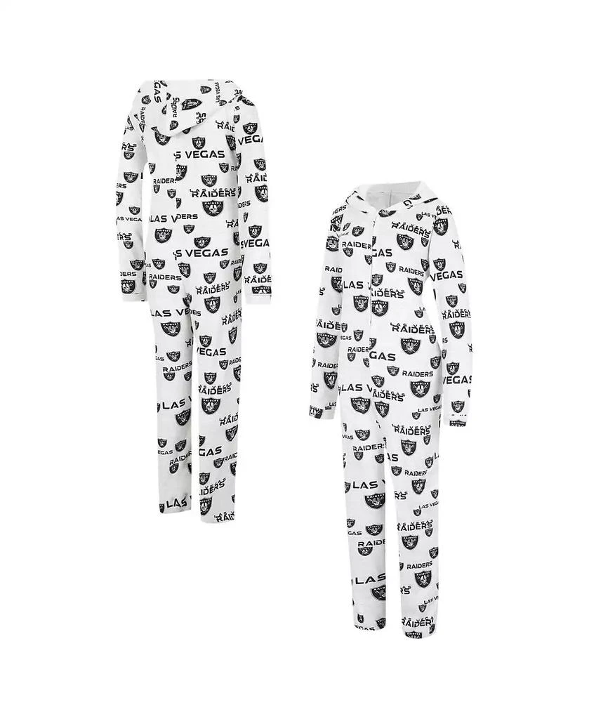 Concepts Sport Women's Cream Las Vegas Raiders Docket Hoodie Full-Zip Union Suit 1