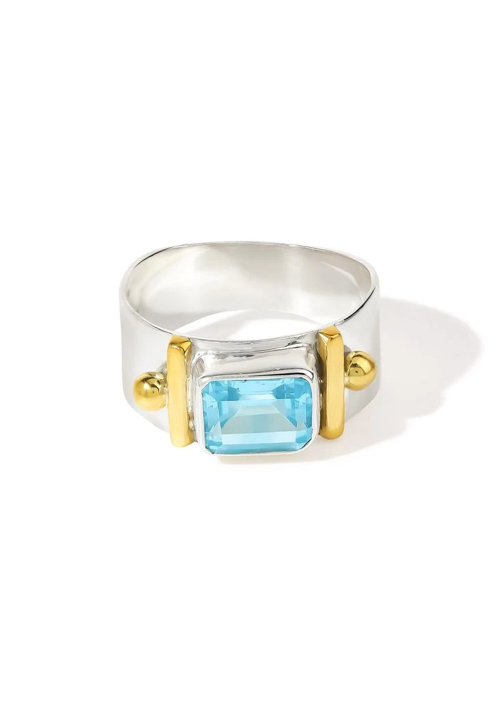 Tiramisu 925 Sterling Silver Sophisticated Light Blue Topaz Two Tone Ring