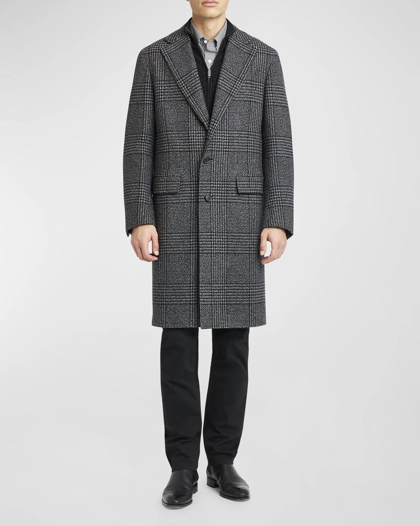 Brioni Men's Wool-Cashmere Plaid Topcoat 2