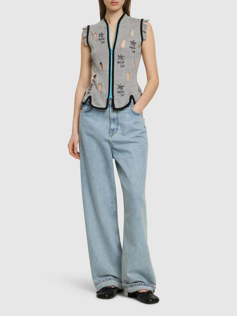CORMIO Perry Zip-up Cotton Blend Knit Vest 1