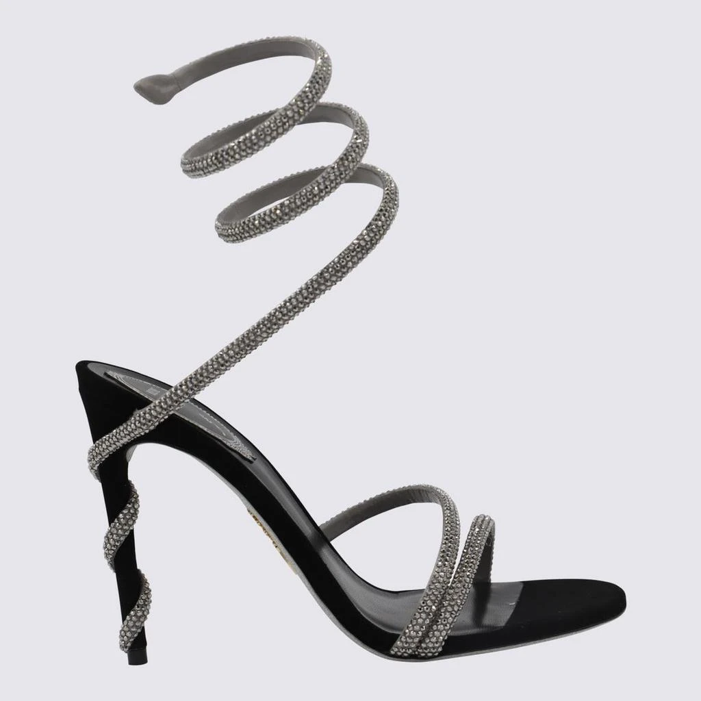 Rene Caovilla René Caovilla Black And Silver Leather Margot Sandals 1