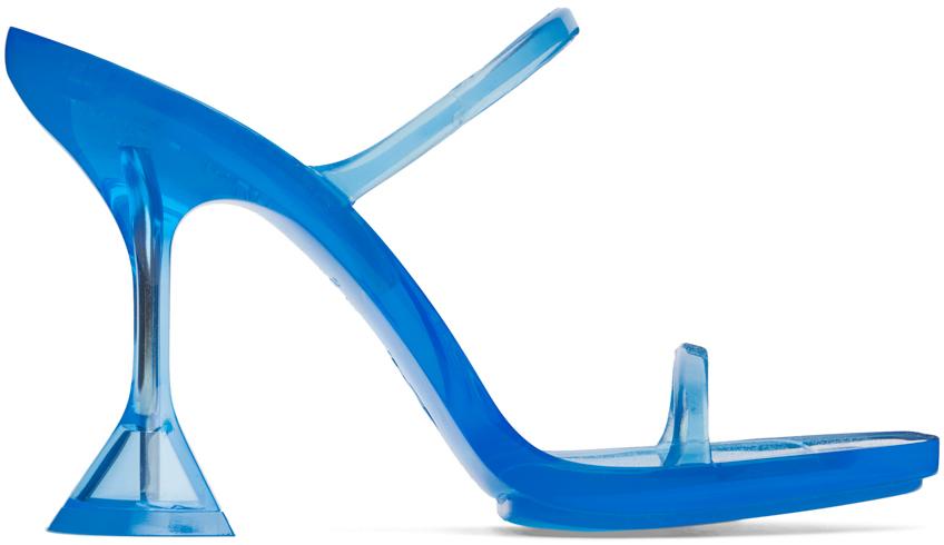 Amina Muaddi Blue Brito Slipper Heeled Sandals