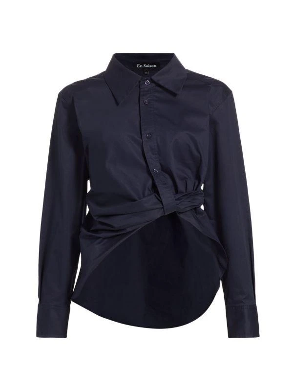 En Saison Hardin Gathered Cotton Shirt 6