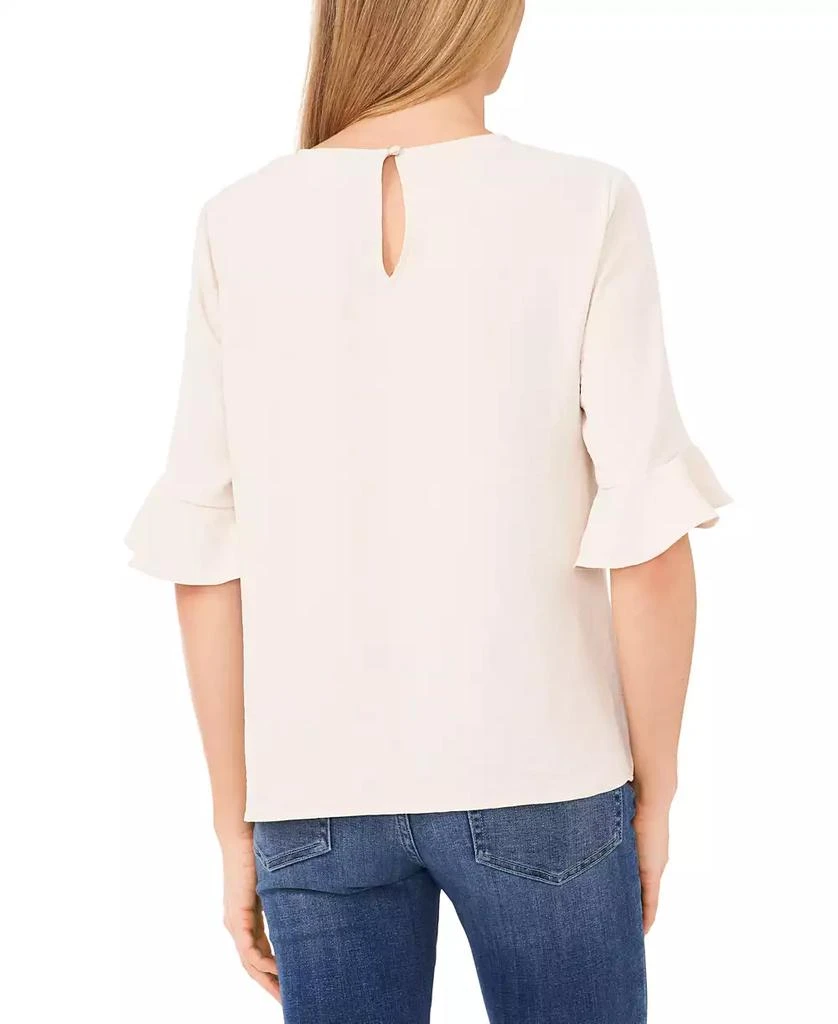 CeCe Women's Textured Ruffled-Cuff 3/4-Sleeve Crew Neck Blouse 3