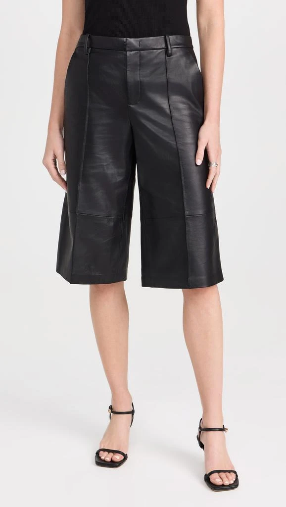 Vince Mid Rise Leather Long Shorts 1