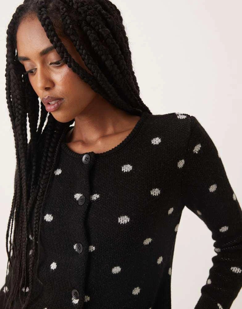 ASOS ASOS DESIGN neat fit cardigan in polka dot in mono 1