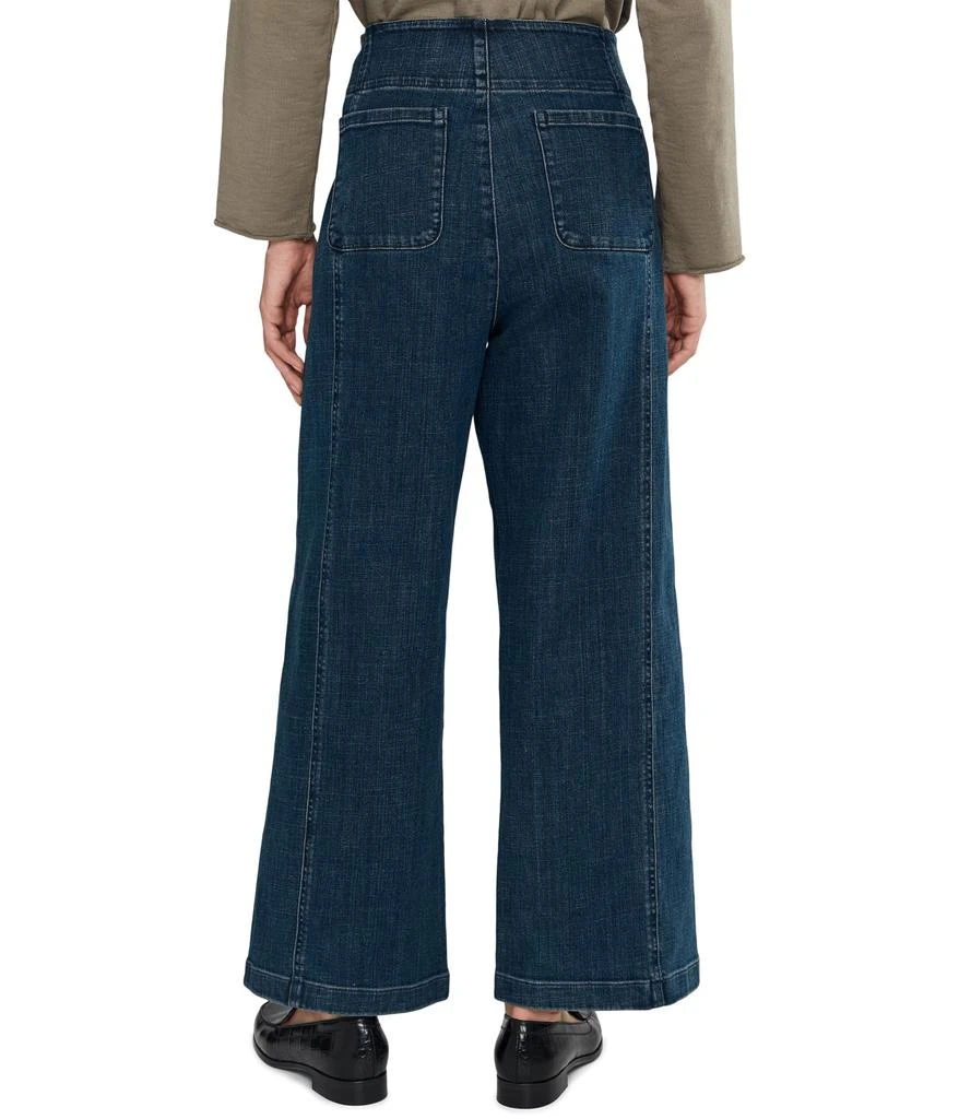 Eileen Fisher Petite Cotton Stretch Denim Full Length Wide Pants 4