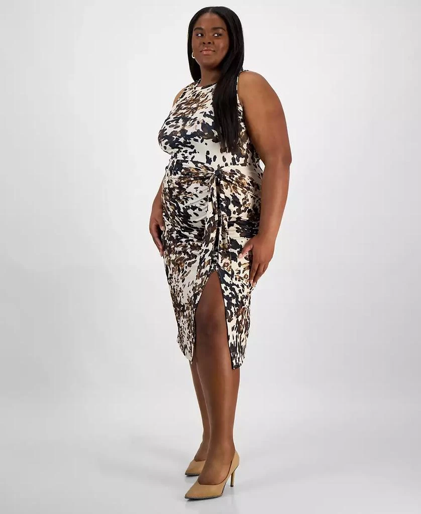 Bar III Trendy Plus Size Tie Front Bodycon Midi Dress, Created for Macy's 3