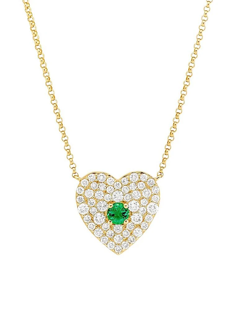 Saks Fifth Avenue Collection 14K Yellow Gold, 0.05 TCW Diamond 
Emerald Heart Pendant Necklace