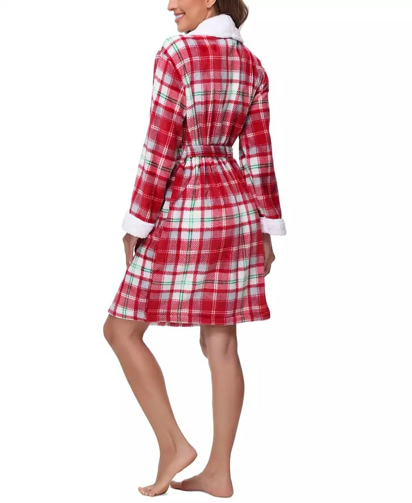 Holiday Lane Plush Printed Short Shawl-Collar Robe, Exclusively at Macy’s 13