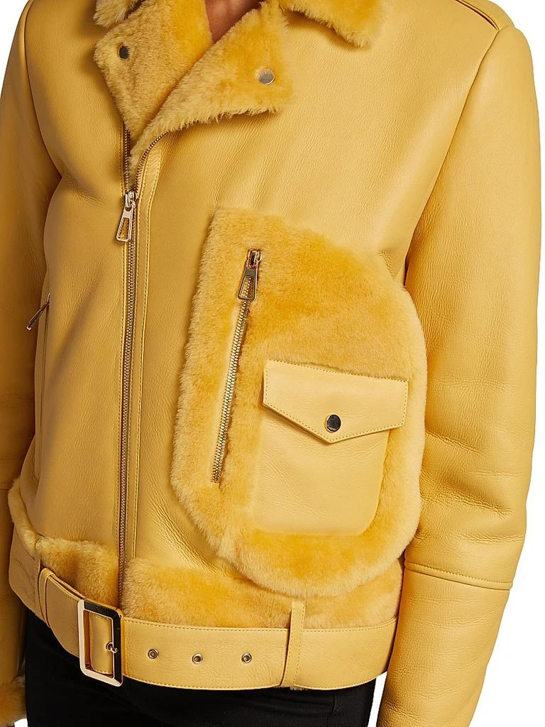 The Fur Salon Shearling-Trimmed Leather Moto Jacket 6