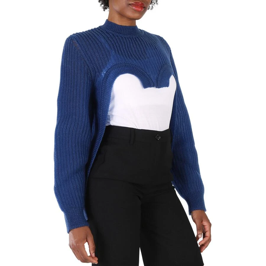 Burberry Ladies Warm Royal Blue Cut-Out Knit Technical Reconstructed Sweater 2