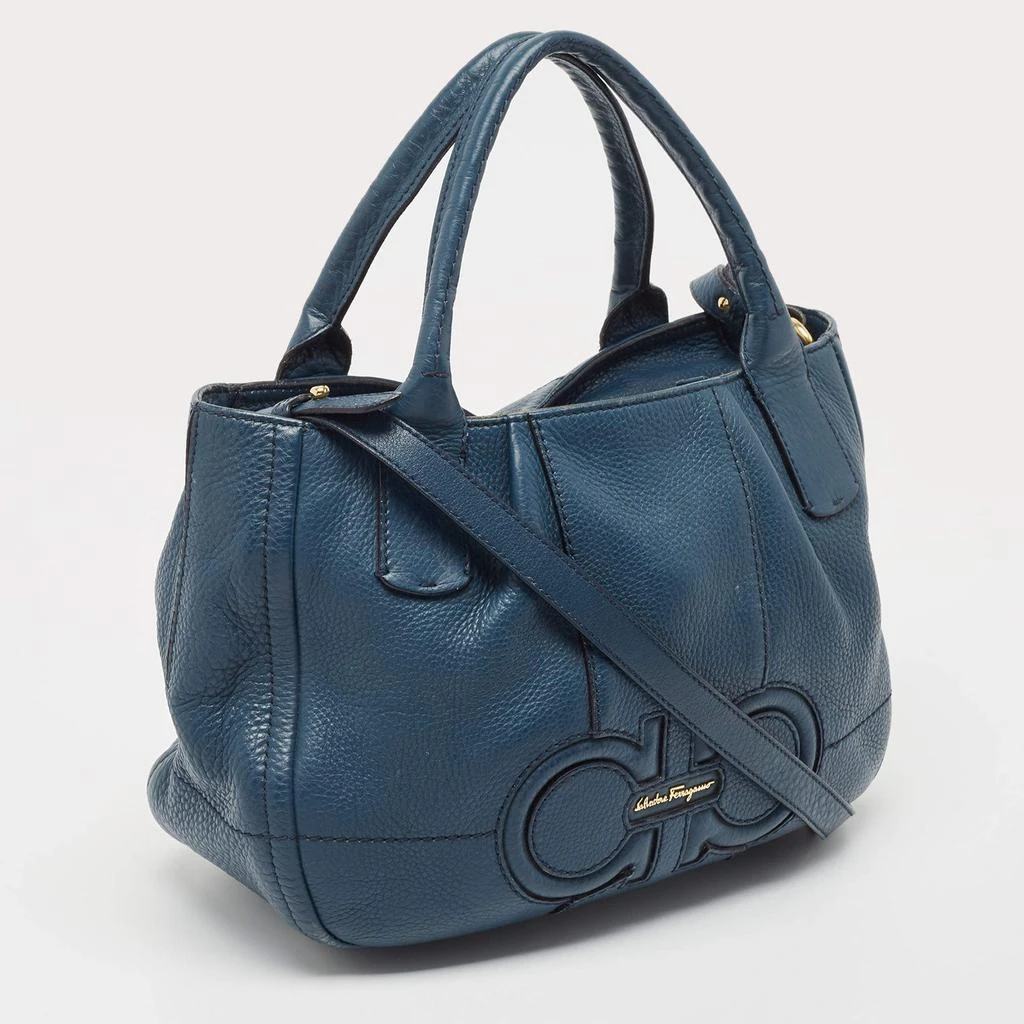 Salvatore Ferragamo Salvatore Ferragamo Teal Blue Leather Gancini Tote 3