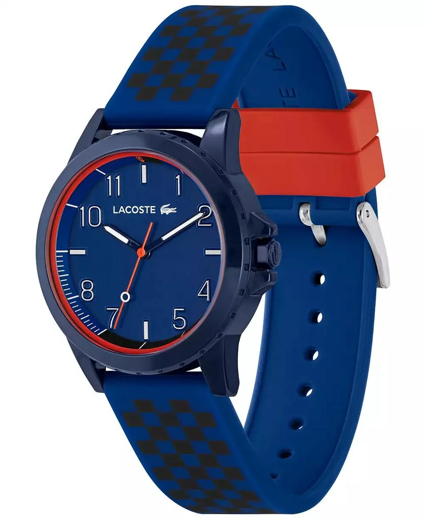 Lacoste Kids Rider Blue and Black Checkered Print Silicone Strap Watch 36mm 2