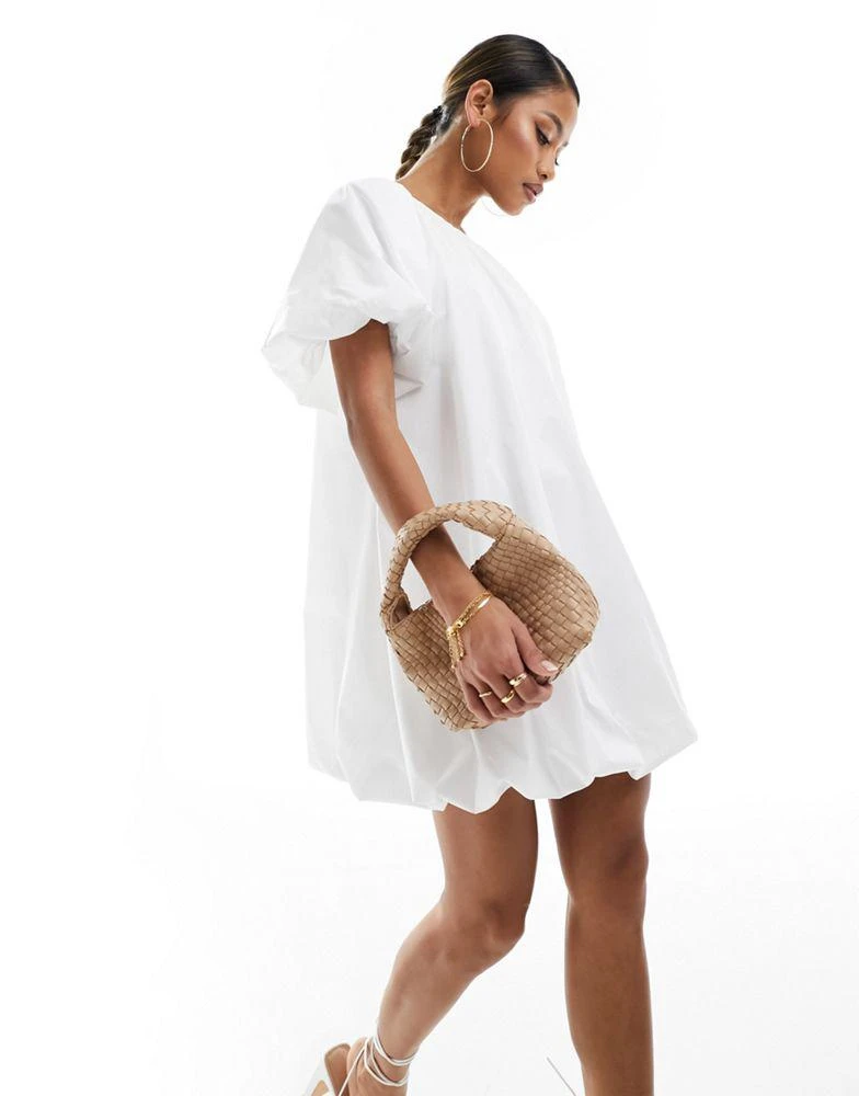 ASOS ASOS DESIGN puffball smock mini dress in white 1