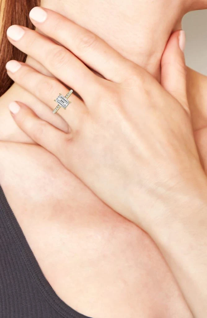 Badgley Mischka 14K Gold Emerald Cut Lab Created Diamond Ring - 2.20ct. 2