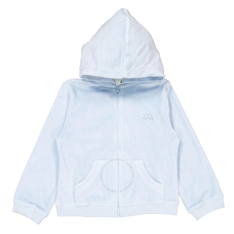 Marie Chantal Kids Dusty Blue Angel Wing Velour Hoodie