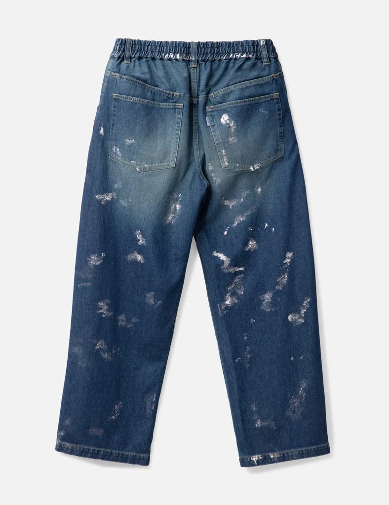 CLESSTE SILVER PRINT VINTAGE WASH SELVEDGE DENIM WIDE PANTS 2