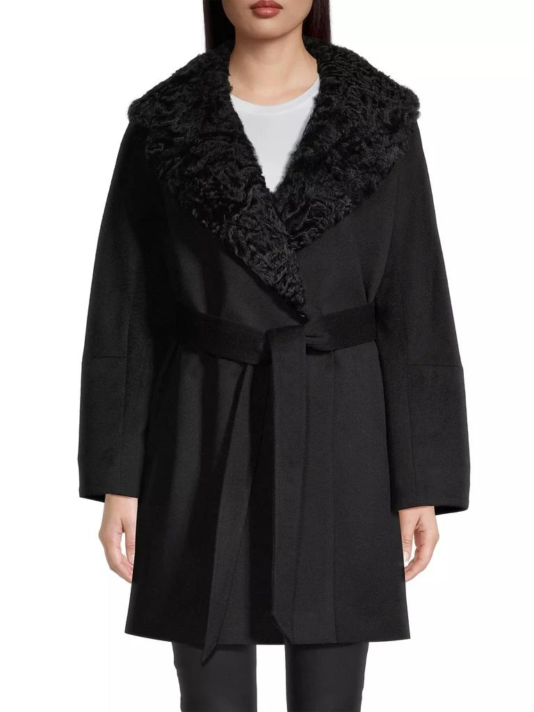 Sofia Cashmere Shearling Collar Belted Coat 3