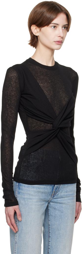 Nanushka Black Izolda Draped Mesh Jersey T-shirt