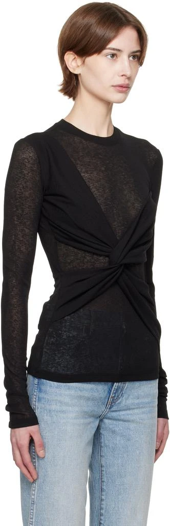 Nanushka Black Izolda Draped Mesh Jersey T-shirt 2