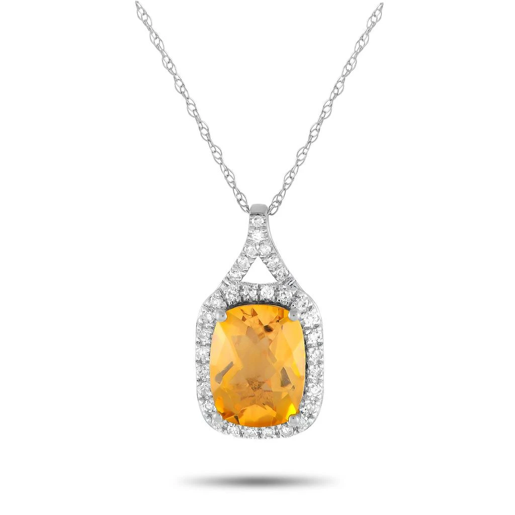 Non Branded 14K White Gold 0.13ct Diamond and Citrine Pendant Necklace PD4-15472WCIT 1